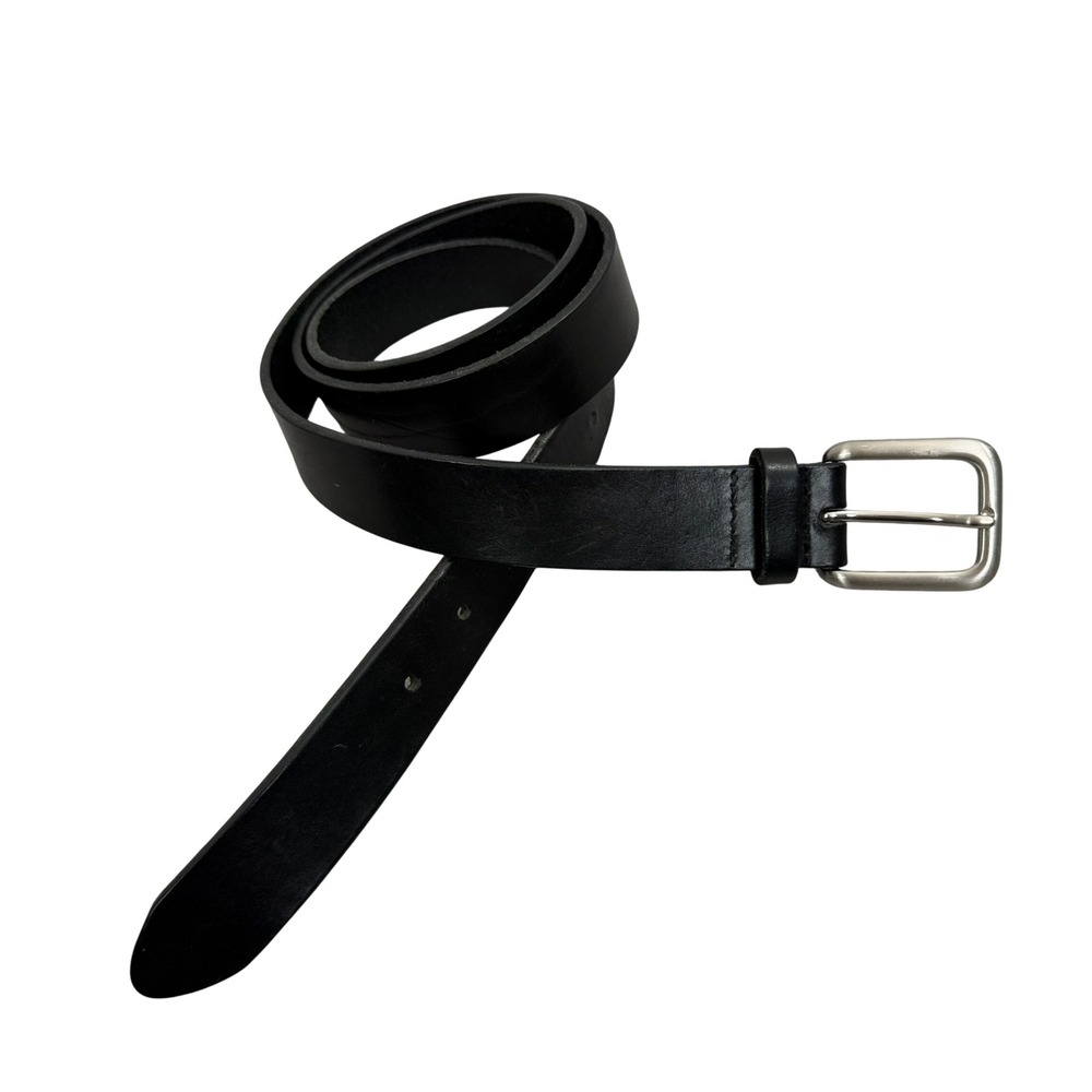 Brooks Brothers 346 Belt Mens 42 Black Genuine Leather Silver Tone Buckle Solid